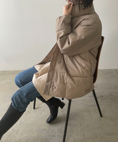 210nouve（トゥージュヌーブ）の「ファイバーダウンスタンドカラージャケット（ダウンジャケット/コート・レディース・ホワイト/ブラック/モカ・FREE）」の4枚目の写真