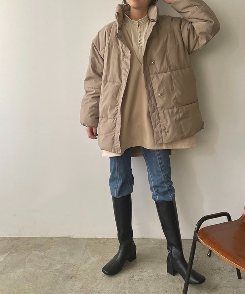 210nouve（トゥージュヌーブ）の「ファイバーダウンスタンドカラージャケット（ダウンジャケット/コート・レディース・ホワイト/ブラック/モカ・FREE）」の6枚目の写真