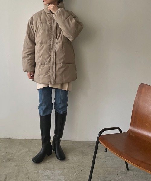 210nouve（トゥージュヌーブ）の「ファイバーダウンスタンドカラージャケット（ダウンジャケット/コート・レディース・ホワイト/ブラック/モカ・FREE）」の5枚目の写真