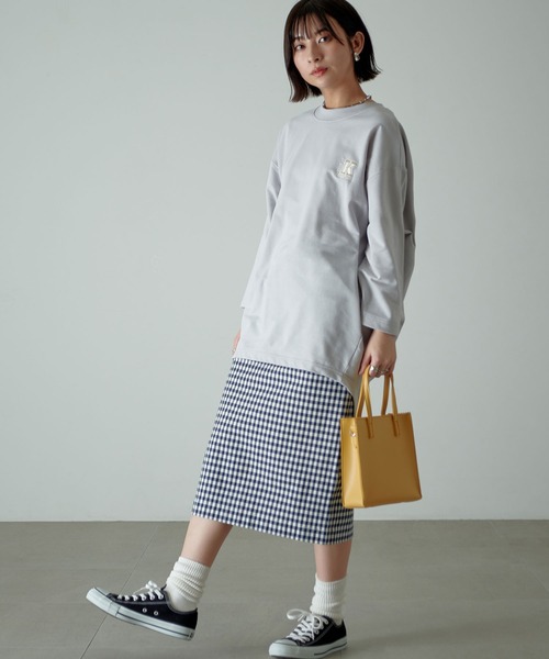 KANGOL EXTRA COMFORT(カンゴールエクストラコンフォート)の「【KANGOL EXTRA COMFORT(カンゴール エクストラコンフォート)】後ろタック Kロゴ刺繍ビックシルエットチュニック(チュニック・レディース・ライトグレー/ネイビー/ピンク/ライトグリーン・LL/M/L)」の5枚目の写真