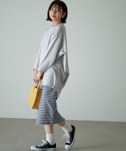 KANGOL EXTRA COMFORT(カンゴールエクストラコンフォート)の「【KANGOL EXTRA COMFORT(カンゴール エクストラコンフォート)】後ろタック Kロゴ刺繍ビックシルエットチュニック(チュニック・レディース・ライトグレー/ネイビー/ピンク/ライトグリーン・LL/M/L)」の6枚目の写真