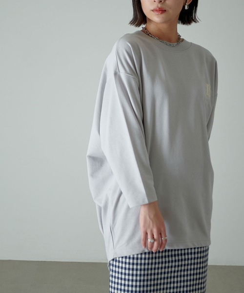 KANGOL EXTRA COMFORT(カンゴールエクストラコンフォート)の「【KANGOL EXTRA COMFORT(カンゴール エクストラコンフォート)】後ろタック Kロゴ刺繍ビックシルエットチュニック(チュニック・レディース・ライトグレー/ネイビー/ピンク/ライトグリーン・LL/M/L)」の8枚目の写真