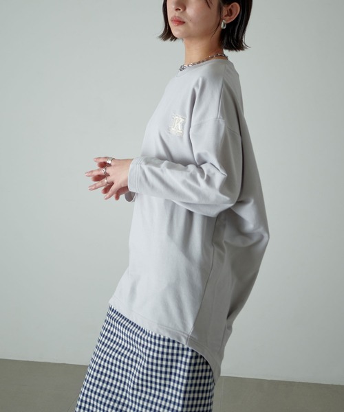KANGOL EXTRA COMFORT(カンゴールエクストラコンフォート)の「【KANGOL EXTRA COMFORT(カンゴール エクストラコンフォート)】後ろタック Kロゴ刺繍ビックシルエットチュニック(チュニック・レディース・ライトグレー/ネイビー/ピンク/ライトグリーン・LL/M/L)」の9枚目の写真