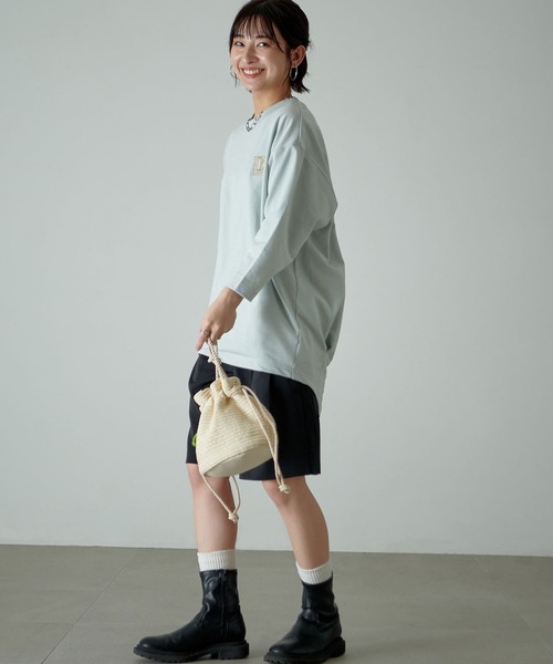 KANGOL EXTRA COMFORT(カンゴールエクストラコンフォート)の「【KANGOL EXTRA COMFORT(カンゴール エクストラコンフォート)】後ろタック Kロゴ刺繍ビックシルエットチュニック(チュニック・レディース・ライトグレー/ネイビー/ピンク/ライトグリーン・LL/M/L)」の14枚目の写真