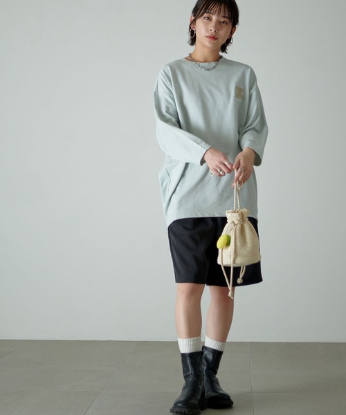 KANGOL EXTRA COMFORT(カンゴールエクストラコンフォート)の「【KANGOL EXTRA COMFORT(カンゴール エクストラコンフォート)】後ろタック Kロゴ刺繍ビックシルエットチュニック(チュニック・レディース・ライトグレー/ネイビー/ピンク/ライトグリーン・LL/M/L)」の15枚目の写真