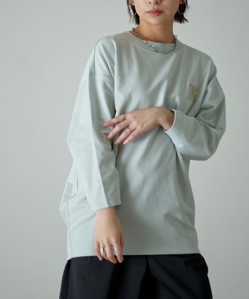 KANGOL EXTRA COMFORT(カンゴールエクストラコンフォート)の「【KANGOL EXTRA COMFORT(カンゴール エクストラコンフォート)】後ろタック Kロゴ刺繍ビックシルエットチュニック(チュニック・レディース・ライトグレー/ネイビー/ピンク/ライトグリーン・LL/M/L)」の16枚目の写真