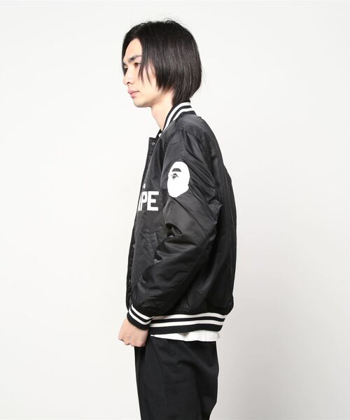 A Bathing Ape スタジャン ブラック A BATHING APE◇スタジャン/L/ナイロン/BLK/0ZXJKM141904N