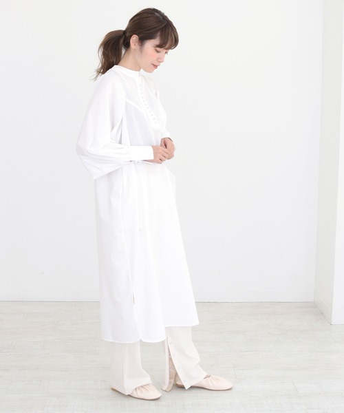 CLEIO（クレイオ）の「【CLEIO】ボリュームスリーブシャツワンピース（ワンピース・レディース・ブラック/オフホワイト・FREE）」の4枚目の写真