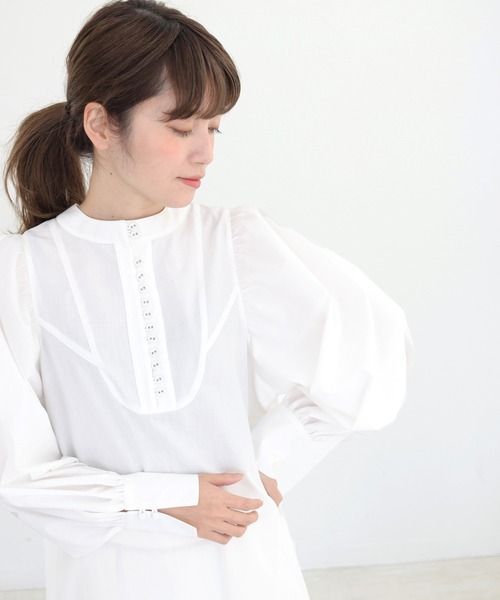 CLEIO（クレイオ）の「【CLEIO】ボリュームスリーブシャツワンピース（ワンピース・レディース・ブラック/オフホワイト・FREE）」の9枚目の写真