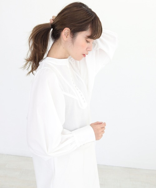 CLEIO（クレイオ）の「【CLEIO】ボリュームスリーブシャツワンピース（ワンピース・レディース・ブラック/オフホワイト・FREE）」の10枚目の写真