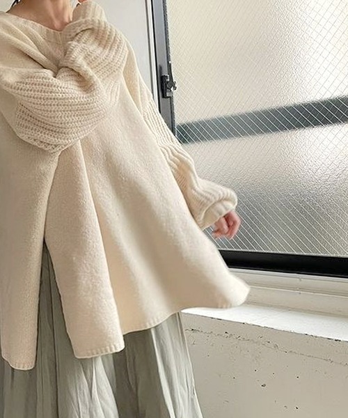 Felt-Maglietta（フェルトマリエッタ）の「もっちり柔らかサイドスリットプルオーバーニット（ニット/セーター・レディース・アイボリー・FREE）」の5枚目の写真