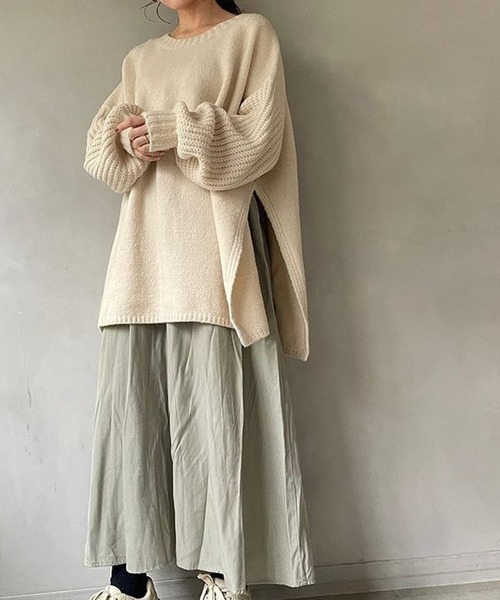 Felt-Maglietta（フェルトマリエッタ）の「もっちり柔らかサイドスリットプルオーバーニット（ニット/セーター・レディース・アイボリー・FREE）」の6枚目の写真