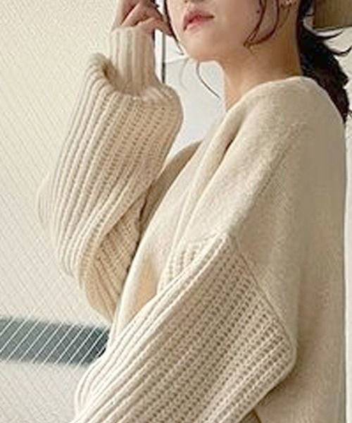 Felt-Maglietta（フェルトマリエッタ）の「もっちり柔らかサイドスリットプルオーバーニット（ニット/セーター・レディース・アイボリー・FREE）」の7枚目の写真