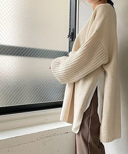 Felt-Maglietta（フェルトマリエッタ）の「もっちり柔らかサイドスリットプルオーバーニット（ニット/セーター・レディース・アイボリー・FREE）」の9枚目の写真