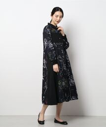 iS ScoLar | 線描き花柄プリントシャツワンピース(シャツワンピース)