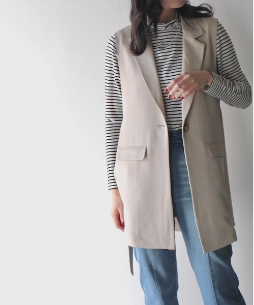 NOMAE（ノーマエ）の「テーラードジレ（テーラードジャケット・レディース・ホワイト/ブラック/ベージュ・FREE）」の3枚目の写真