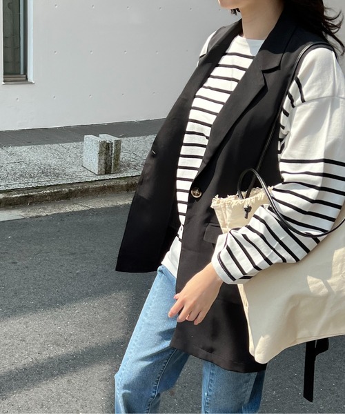 NOMAE（ノーマエ）の「テーラードジレ（テーラードジャケット・レディース・ホワイト/ブラック/ベージュ・FREE）」の20枚目の写真