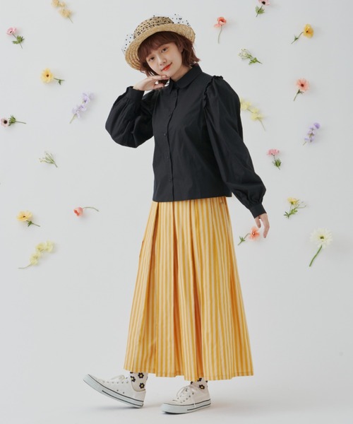 MERLOT（メルロー）の「ストライプタックスカート（スカート・レディース・ホワイト/ピンク/イエロー・FREE）」の14枚目の写真