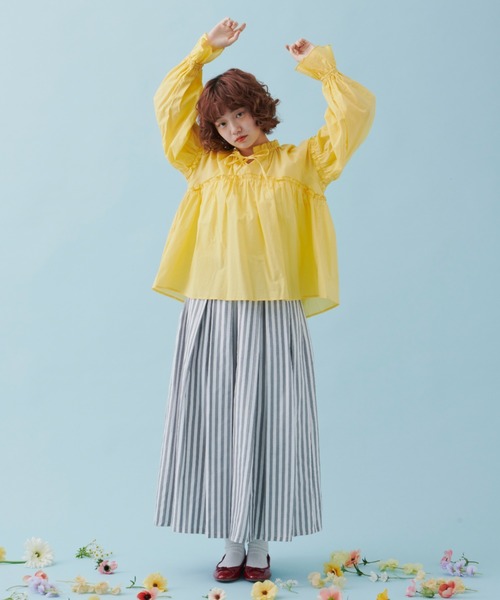 MERLOT（メルロー）の「ストライプタックスカート（スカート・レディース・ホワイト/ピンク/イエロー・FREE）」の16枚目の写真