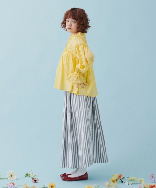 MERLOT（メルロー）の「ストライプタックスカート（スカート・レディース・ホワイト/ピンク/イエロー・FREE）」の5枚目の写真