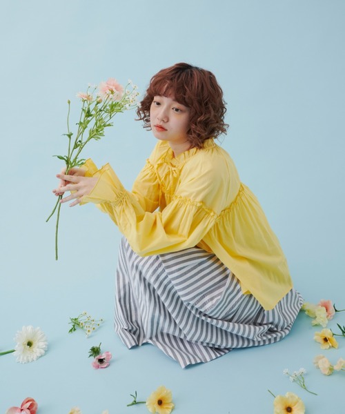 MERLOT（メルロー）の「ストライプタックスカート（スカート・レディース・ホワイト/ピンク/イエロー・FREE）」の12枚目の写真