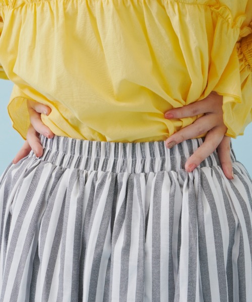 MERLOT（メルロー）の「ストライプタックスカート（スカート・レディース・ホワイト/ピンク/イエロー・FREE）」の19枚目の写真