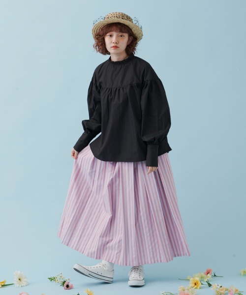 MERLOT（メルロー）の「ストライプタックスカート（スカート・レディース・ホワイト/ピンク/イエロー・FREE）」の11枚目の写真