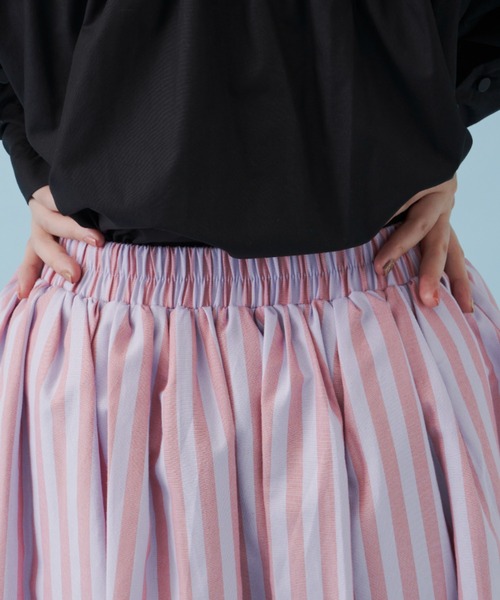 MERLOT（メルロー）の「ストライプタックスカート（スカート・レディース・ホワイト/ピンク/イエロー・FREE）」の7枚目の写真