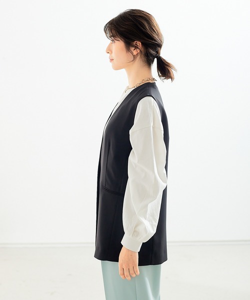 abahouse mavie(アバハウスマヴィ)の「ドライタッチサテンベスト(ベスト・レディース・ブラック/カーキ/スミクロ・フリー)」の7枚目の写真