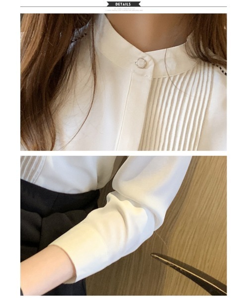 おしゃれスタ(オシャレスタ)の「通勤からデイリーにまで!プリーツシャツブラウス(シャツ/ブラウス・レディース・ホワイト/ブルー・S/M/L/XL)」の13枚目の写真