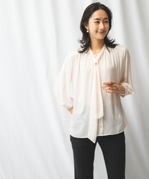 ジョーゼットフロントタックボウタイブラウス