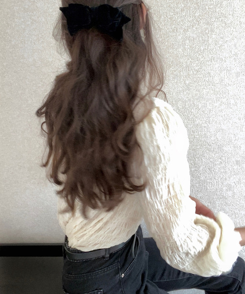 LAUIR（ラウアー）の「ランダムステッチブラウス（シャツ/ブラウス・レディース・ホワイト/ブラック/ピンク/イエロー/ブルー/ミント/ラベンダー/チャコール・MEDIUM/LARGE/X-LARGE）」の12枚目の写真