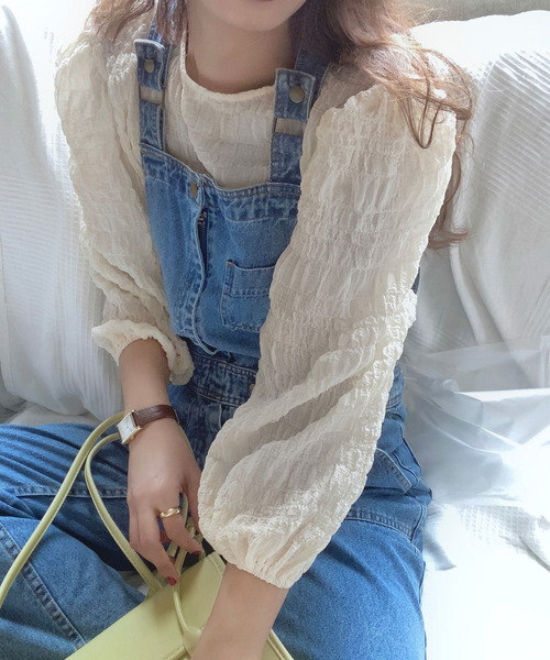 LAUIR（ラウアー）の「ランダムステッチブラウス（シャツ/ブラウス・レディース・ホワイト/ブラック/ピンク/イエロー/ブルー/ミント/ラベンダー/チャコール・MEDIUM/LARGE/X-LARGE）」の13枚目の写真