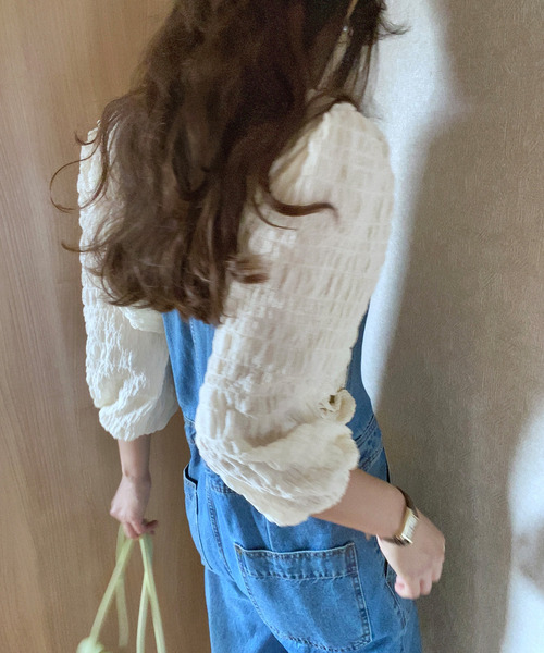 LAUIR（ラウアー）の「ランダムステッチブラウス（シャツ/ブラウス・レディース・ホワイト/ブラック/ピンク/イエロー/ブルー/ミント/ラベンダー/チャコール・MEDIUM/LARGE/X-LARGE）」の17枚目の写真