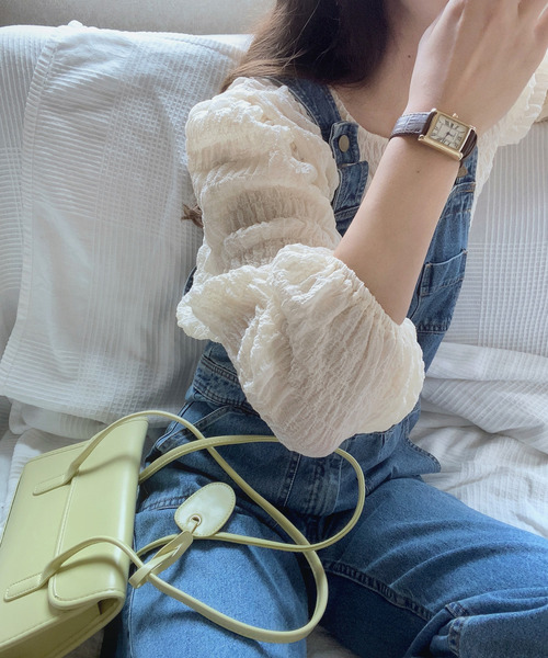 LAUIR（ラウアー）の「ランダムステッチブラウス（シャツ/ブラウス・レディース・ホワイト/ブラック/ピンク/イエロー/ブルー/ミント/ラベンダー/チャコール・MEDIUM/LARGE/X-LARGE）」の18枚目の写真