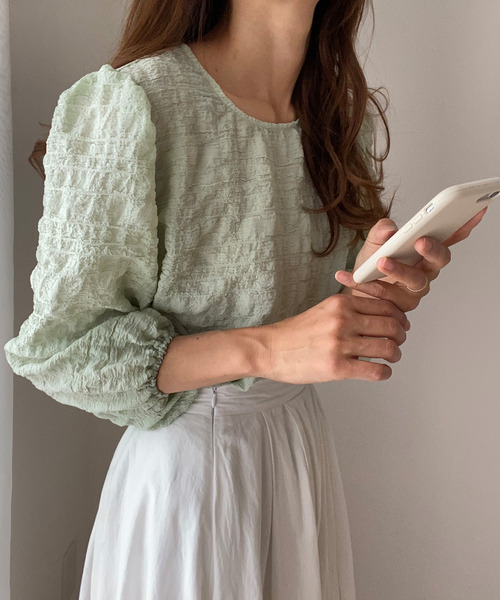 LAUIR（ラウアー）の「ランダムステッチブラウス（シャツ/ブラウス・レディース・ホワイト/ブラック/ピンク/イエロー/ブルー/ミント/ラベンダー/チャコール・MEDIUM/LARGE/X-LARGE）」の22枚目の写真