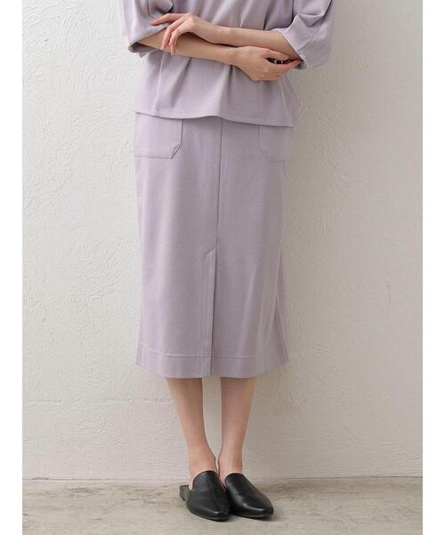 Green　Parks（グリーンパークス）の「ポンチタイトスカート（スカート・レディース・グレー/ブルー/ラベンダー・FREE）」の3枚目の写真