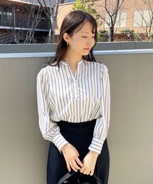 index | ジョーゼットスキッパーパール調ボタンブラウス【WEB限定サイズ】(シャツ/ブラウス)