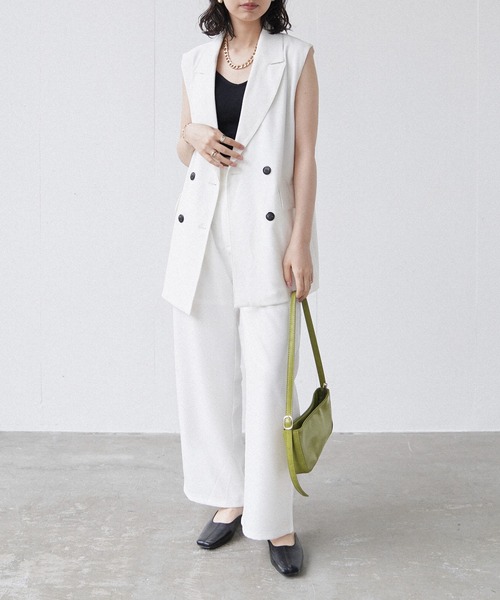 Happy John(ハッピージョン)の「basic summer jacket gilet/ベーシックサマージャケットジレ(ベスト・レディース・ブラック/ホワイト・FREE)」の10枚目の写真