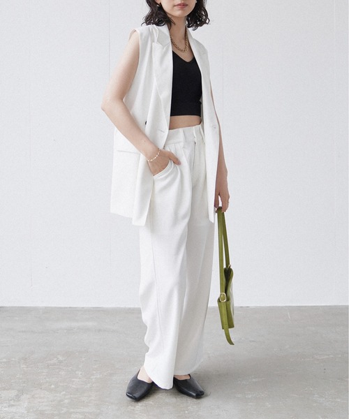 Happy John(ハッピージョン)の「basic summer jacket gilet/ベーシックサマージャケットジレ(ベスト・レディース・ブラック/ホワイト・FREE)」の11枚目の写真