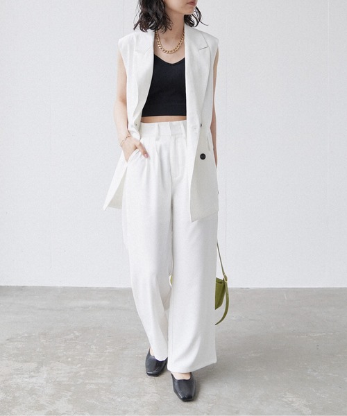 Happy John(ハッピージョン)の「basic summer jacket gilet/ベーシックサマージャケットジレ(ベスト・レディース・ブラック/ホワイト・FREE)」の12枚目の写真
