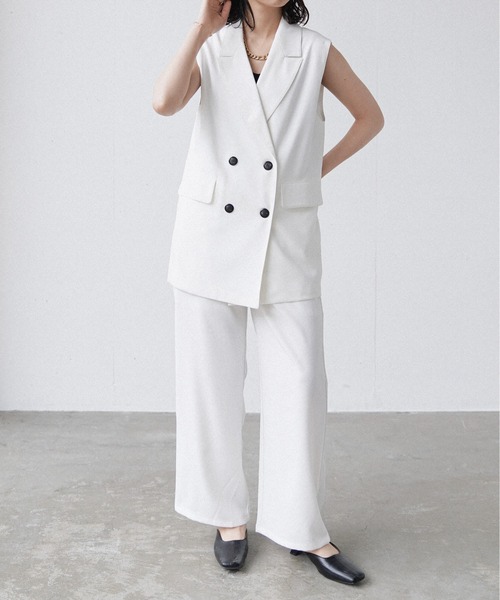 Happy John(ハッピージョン)の「basic summer jacket gilet/ベーシックサマージャケットジレ(ベスト・レディース・ブラック/ホワイト・FREE)」の14枚目の写真