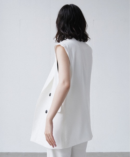 Happy John(ハッピージョン)の「basic summer jacket gilet/ベーシックサマージャケットジレ(ベスト・レディース・ブラック/ホワイト・FREE)」の7枚目の写真