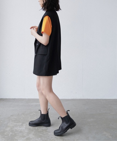 Happy John(ハッピージョン)の「basic summer jacket gilet/ベーシックサマージャケットジレ(ベスト・レディース・ブラック/ホワイト・FREE)」の4枚目の写真