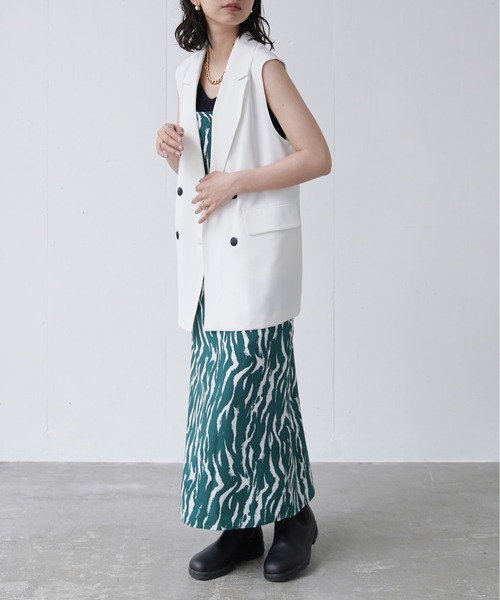 Happy John(ハッピージョン)の「basic summer jacket gilet/ベーシックサマージャケットジレ(ベスト・レディース・ブラック/ホワイト・FREE)」の15枚目の写真