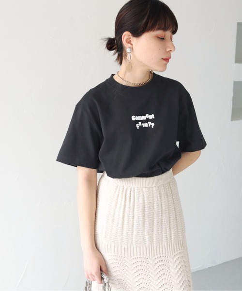 HER CLOSET（ハークローゼット）の「【shemoshelly】5.6オンスCommentロゴT（Tシャツ/カットソー・レディース・ブラック/ホワイト・M/L/S）」の6枚目の写真