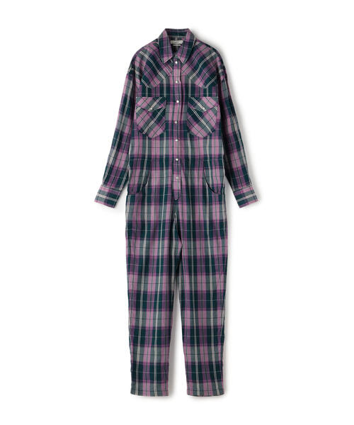 ISABEL MARANT(イザベルマラン)の「ISABEL MARANT ETOILE BACOPA コットン チェックジャンプスーツ(つなぎ/オールインワン・レディース・オレンジ系その他/グリーン系その他3・36/34)」の2枚目の写真