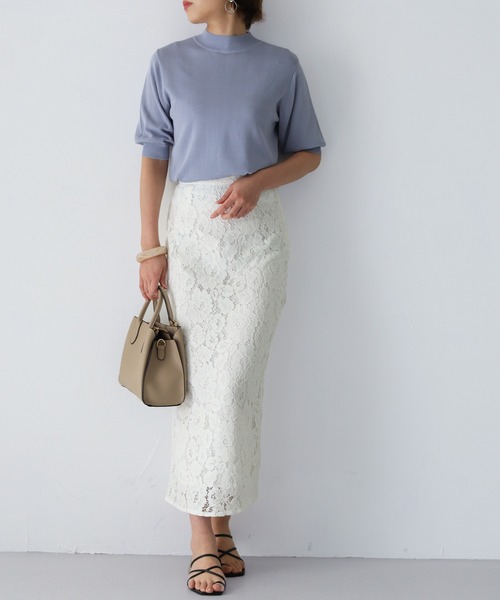 HER CLOSET（ハークローゼット）の「【twenty three】ケミカルレースナロータイトスカート（スカート・レディース・オフホワイト/ブルー/ピンクベージュ・FREE）」の11枚目の写真