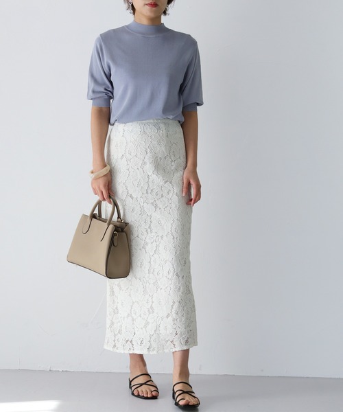 HER CLOSET（ハークローゼット）の「【twenty three】ケミカルレースナロータイトスカート（スカート・レディース・オフホワイト/ブルー/ピンクベージュ・FREE）」の12枚目の写真