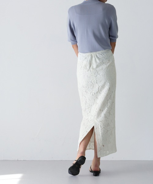 HER CLOSET（ハークローゼット）の「【twenty three】ケミカルレースナロータイトスカート（スカート・レディース・オフホワイト/ブルー/ピンクベージュ・FREE）」の13枚目の写真